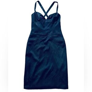 Laundry By Design Dark Navy Blue Sateen Bodycon Fitted Cocktail Formal Dress 4